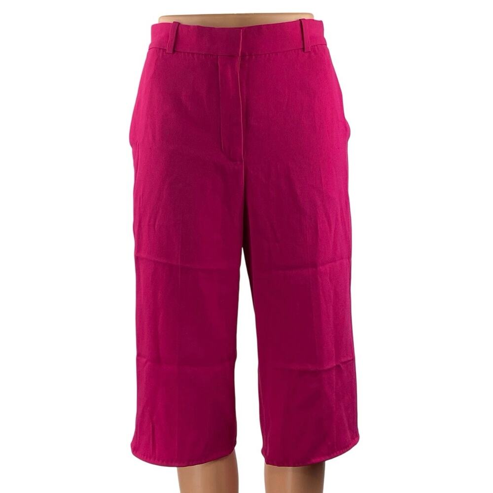 Aritzia Babaton Pink High Rise Raw Hem Straight Leg Capri Culottes Pants Size 2
